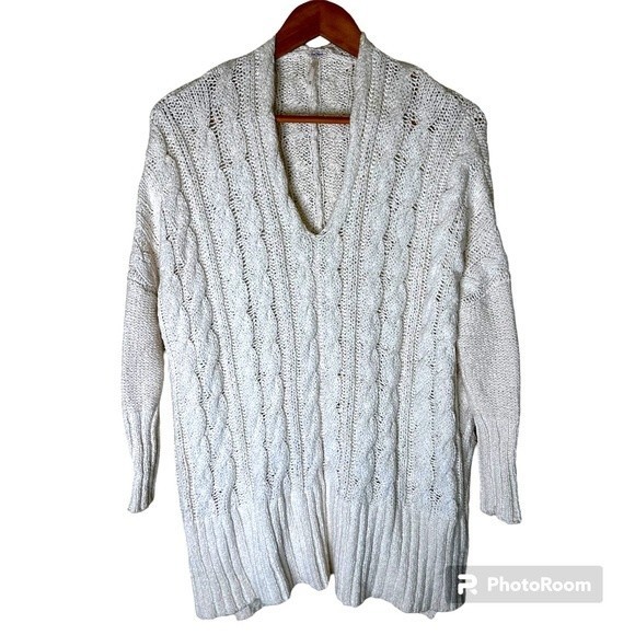 Free People Sweaters - Free People Easy Cable V Mushroom Sweater Size XS